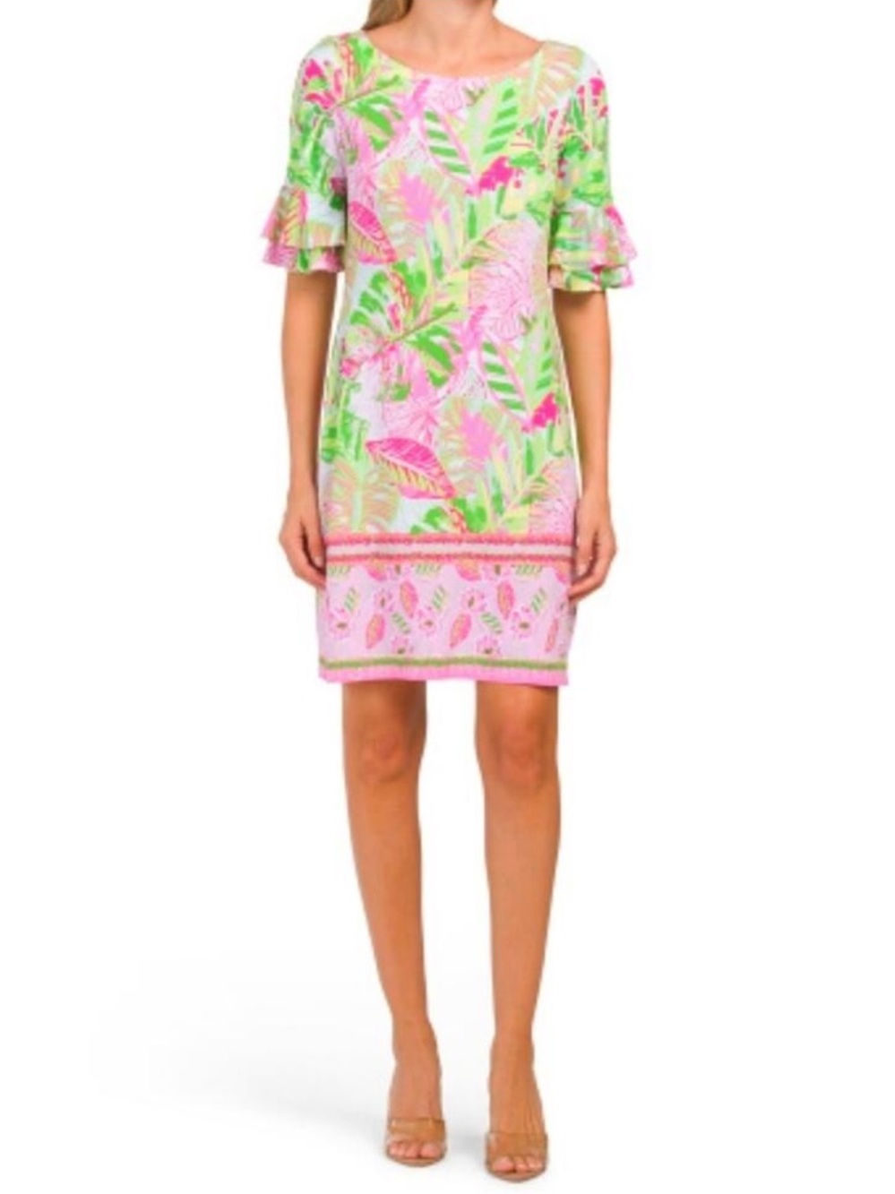 Pappagallo Medium Dress Tropical Summer Dress Cruise Vacation Resort Stretch